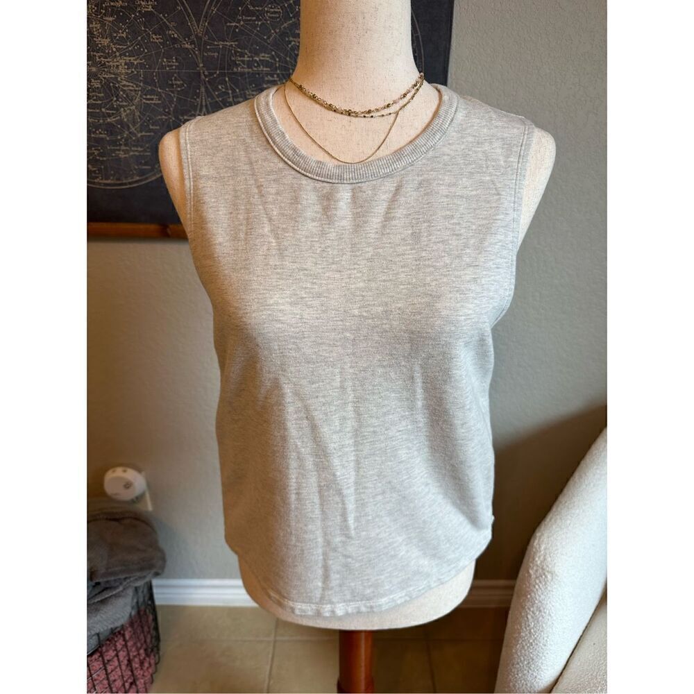 Athleta Side Zip Mesh Gray Muscle Workout Active Women’s Tank Top Size S